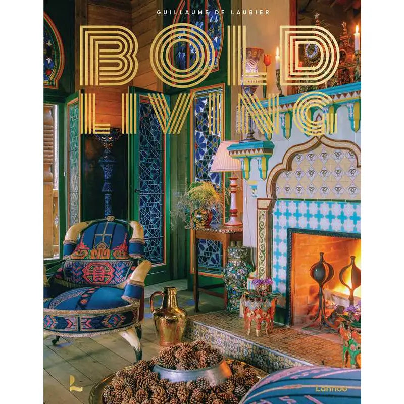 Book cover of 'Bold Living' with a colorful interior design scene.