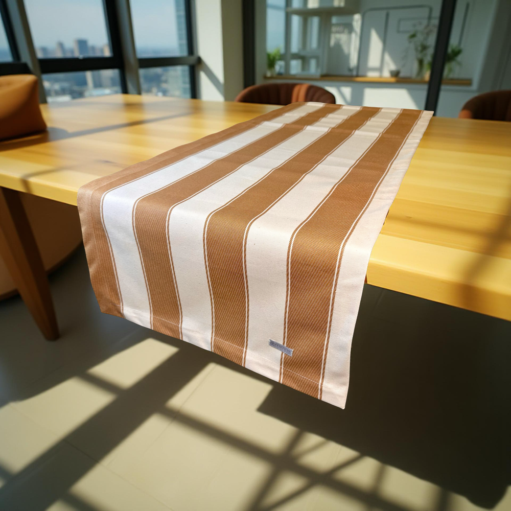 Caramel/Beige Stripe Table Runner