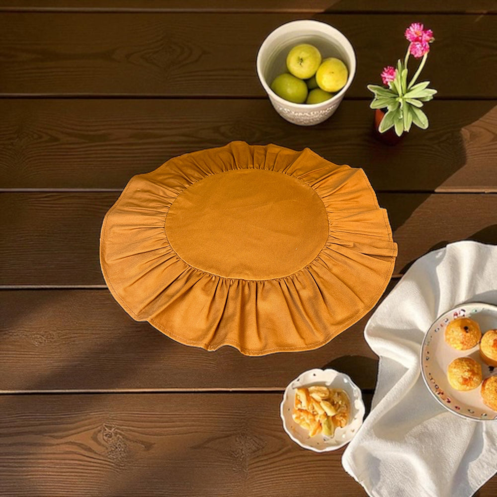 Caramel Round Ruffle Placemat