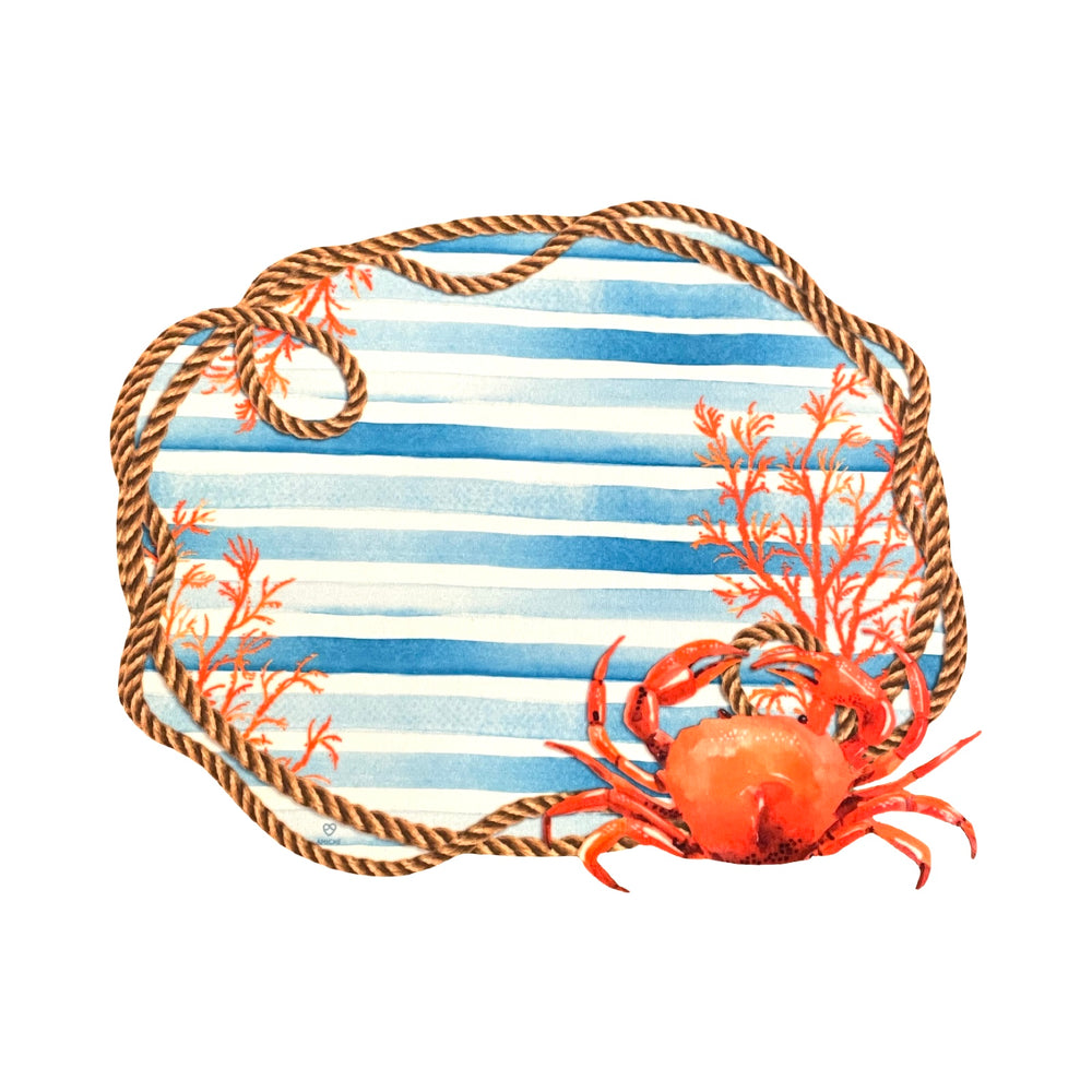 Decorative tray with a striped pattern, coral.