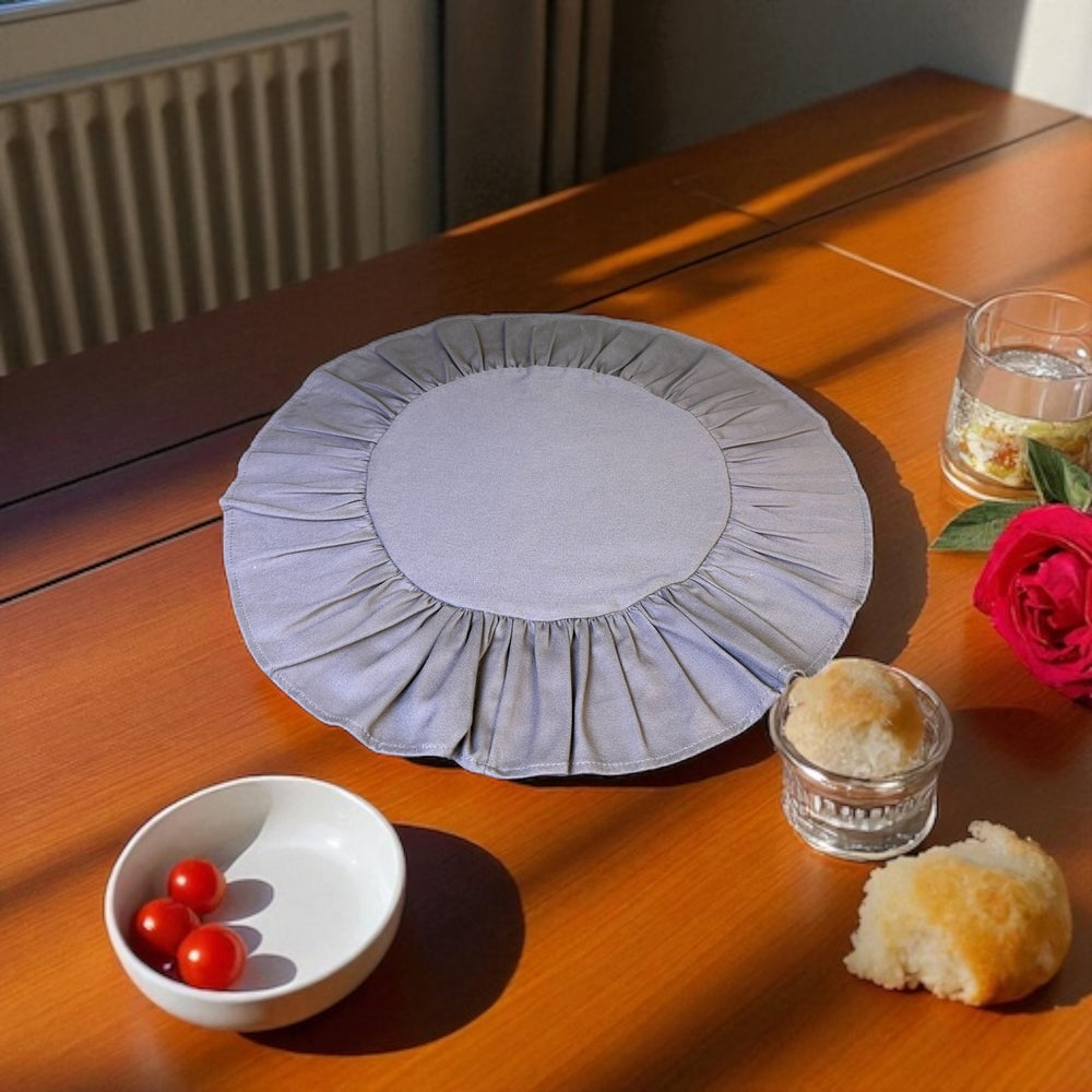 Gray Round Ruffle Placemat