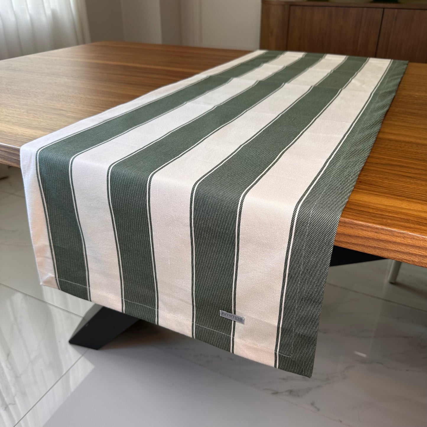 Green/Beige Stripe Table Runner
