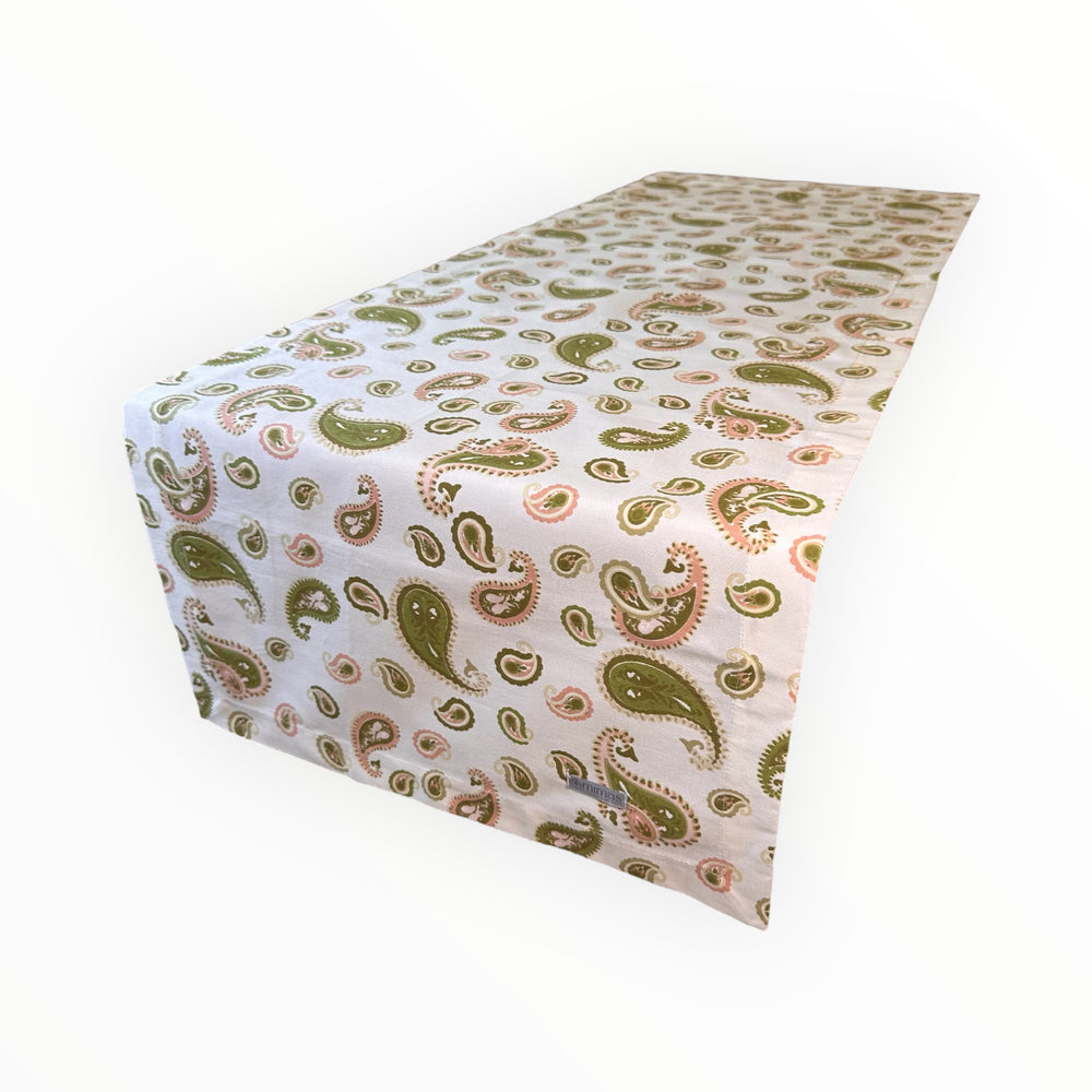 
                      
                        Green and Blushing Paisley Table Runner
                      
                    