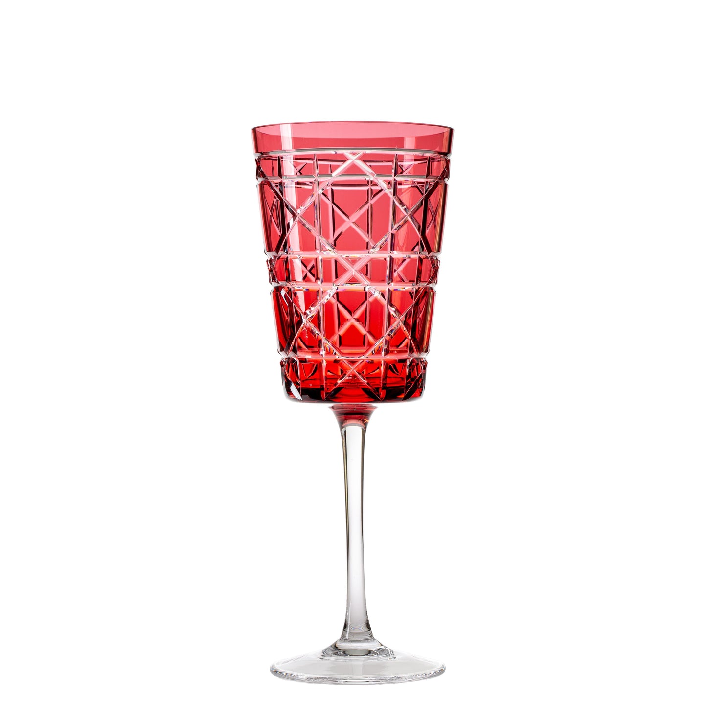 House of Braganza Engraved Royal Crystal Water Glass - Red