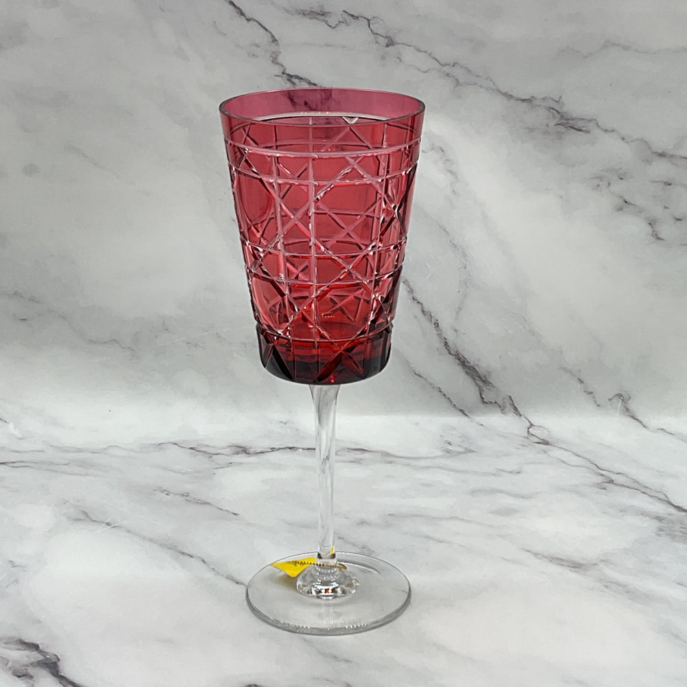 House of Braganza Engraved Royal Crystal Water Glass - Red