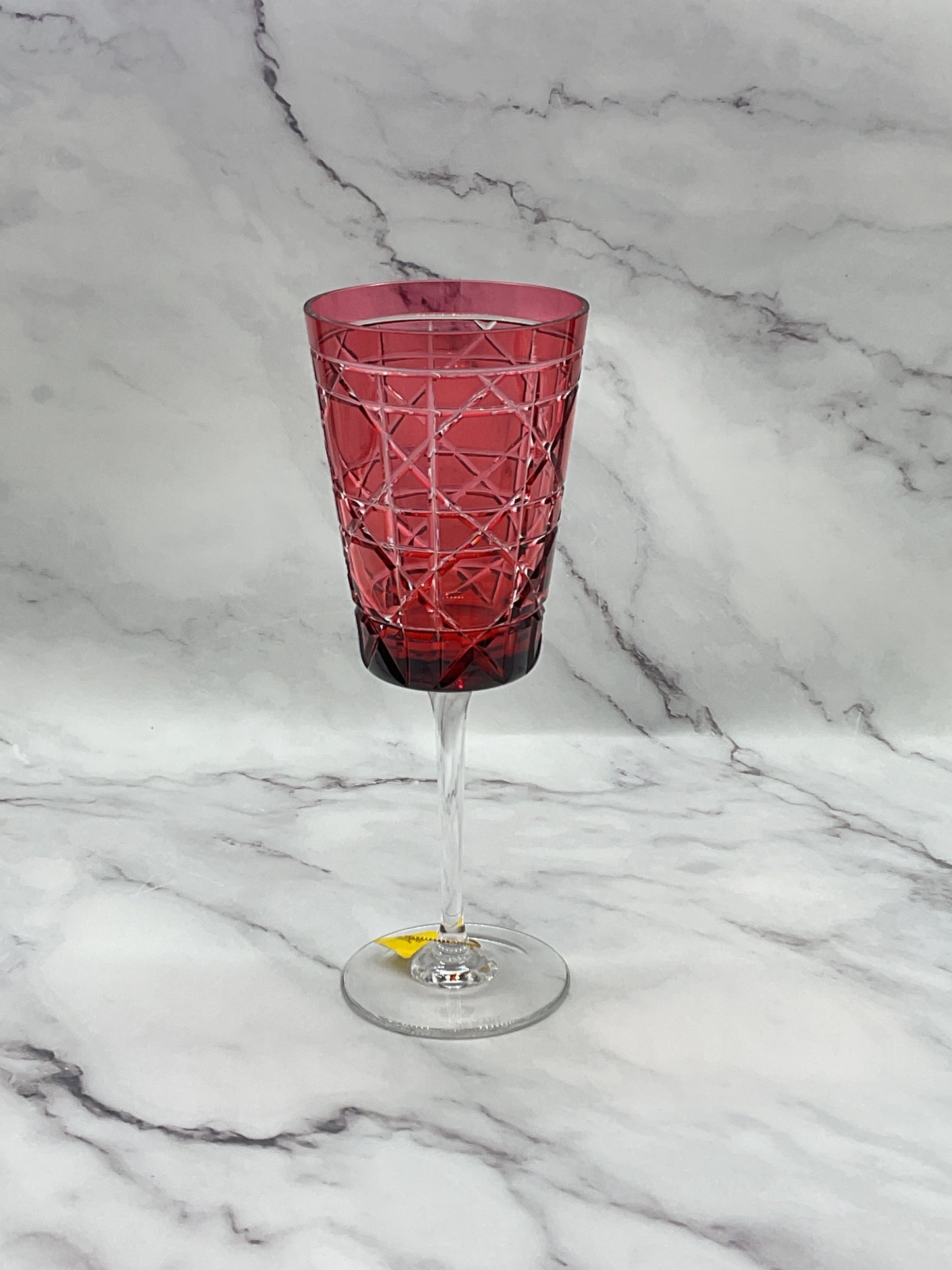 House of Braganza Engraved Royal Crystal Water Glass - Red