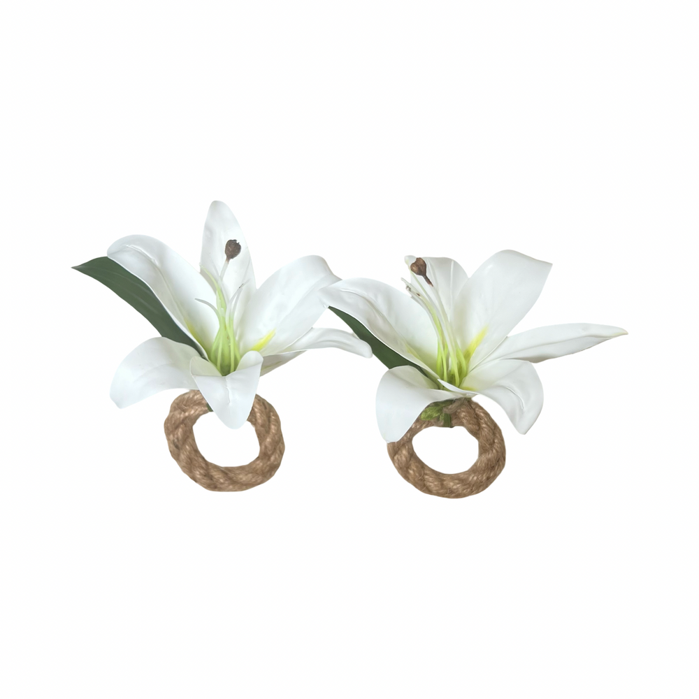 White Lily flower Napkin Ring