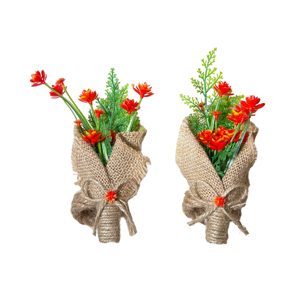 Orange Flower Jute Bouquet Napkin Ring