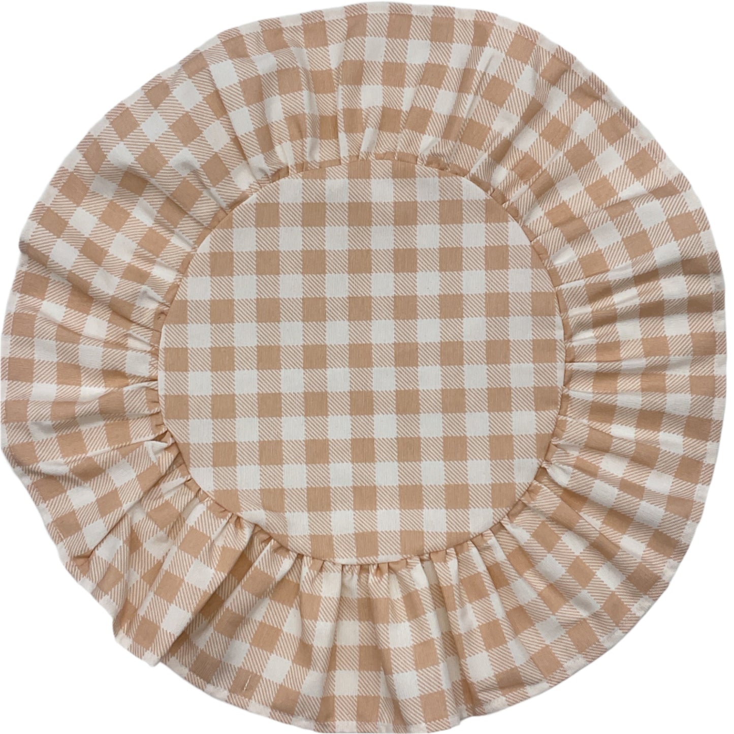 Light Peach Plaid Round Ruffle Placemat