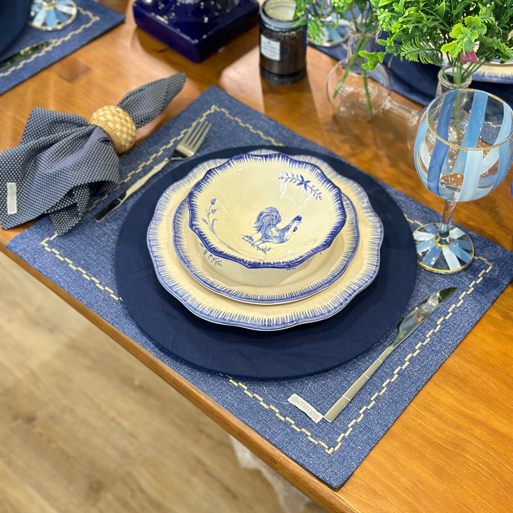 Luiz Salvador Blue Rooster Ceramic Bowl