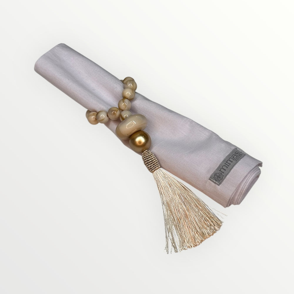 Marble Ivory Elegance Tassel Napkin Ring