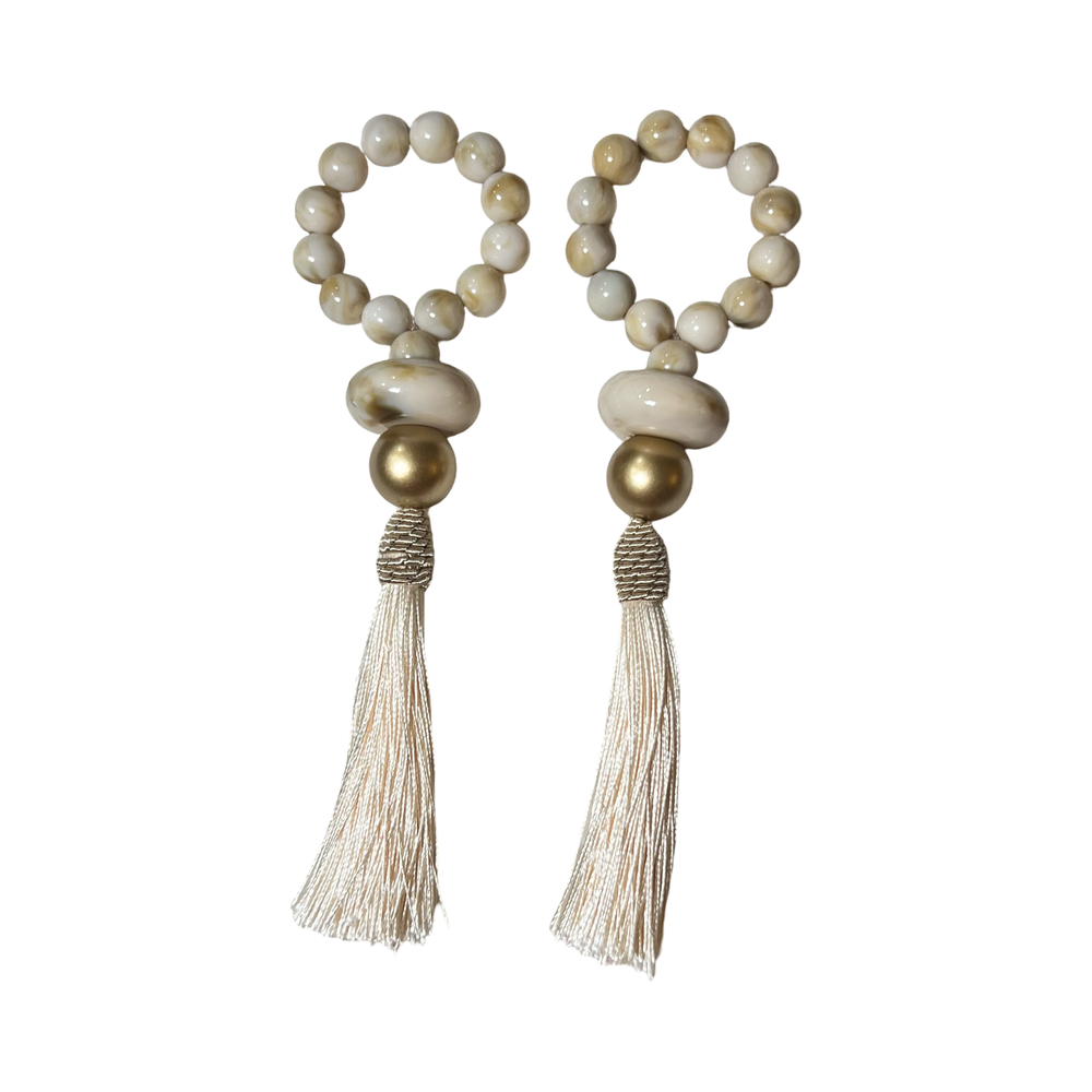 Marble Ivory Elegance Tassel Napkin Ring