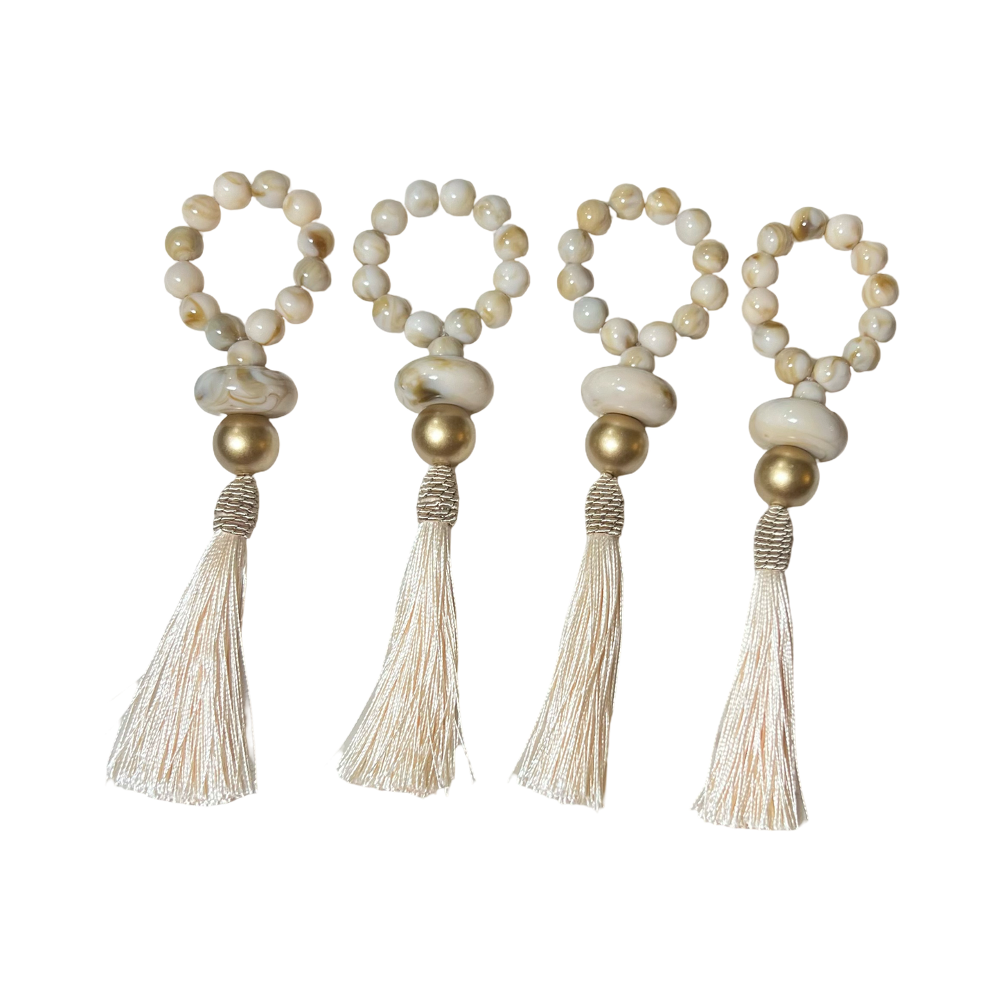 Marble Ivory Elegance Tassel Napkin Ring
