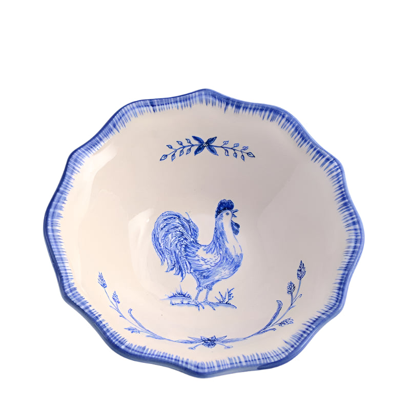Luiz Salvador Blue Rooster Ceramic Bowl