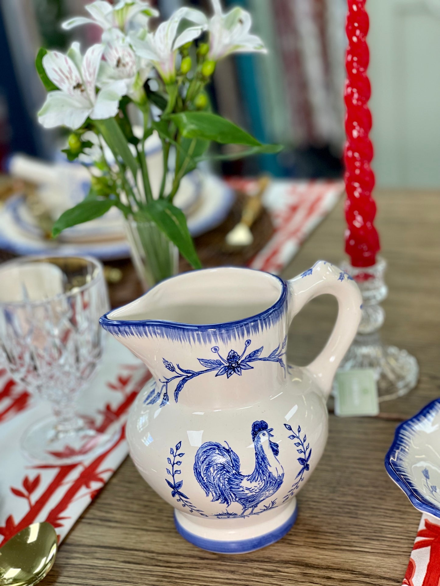 Luiz Salvador Blue Rooster Pitcher