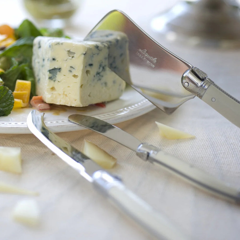 Laguiole Ivory Platine Large Cheese 3-Piece Set