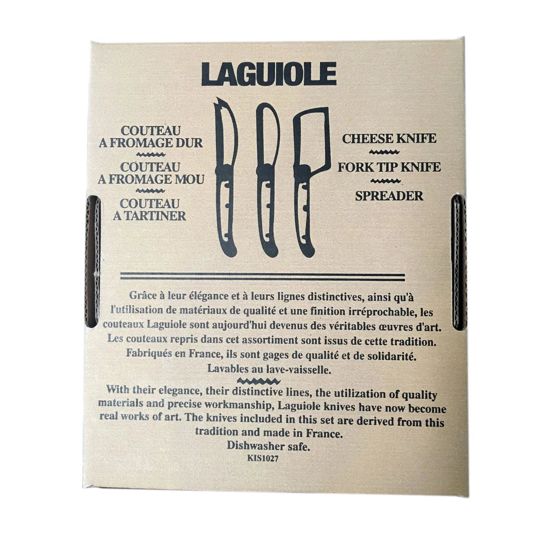 Laguiole Mini Cheese 3-Piece Set Ivory in Brown Box