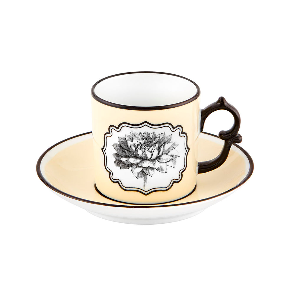 Vista Alegre Herbariae Yellow Coffee Cup and Saucer