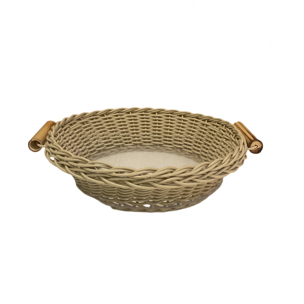 
                      
                        Round Wicker Basket with Bamboo Handles - Sand Beige (Medium)
                      
                    