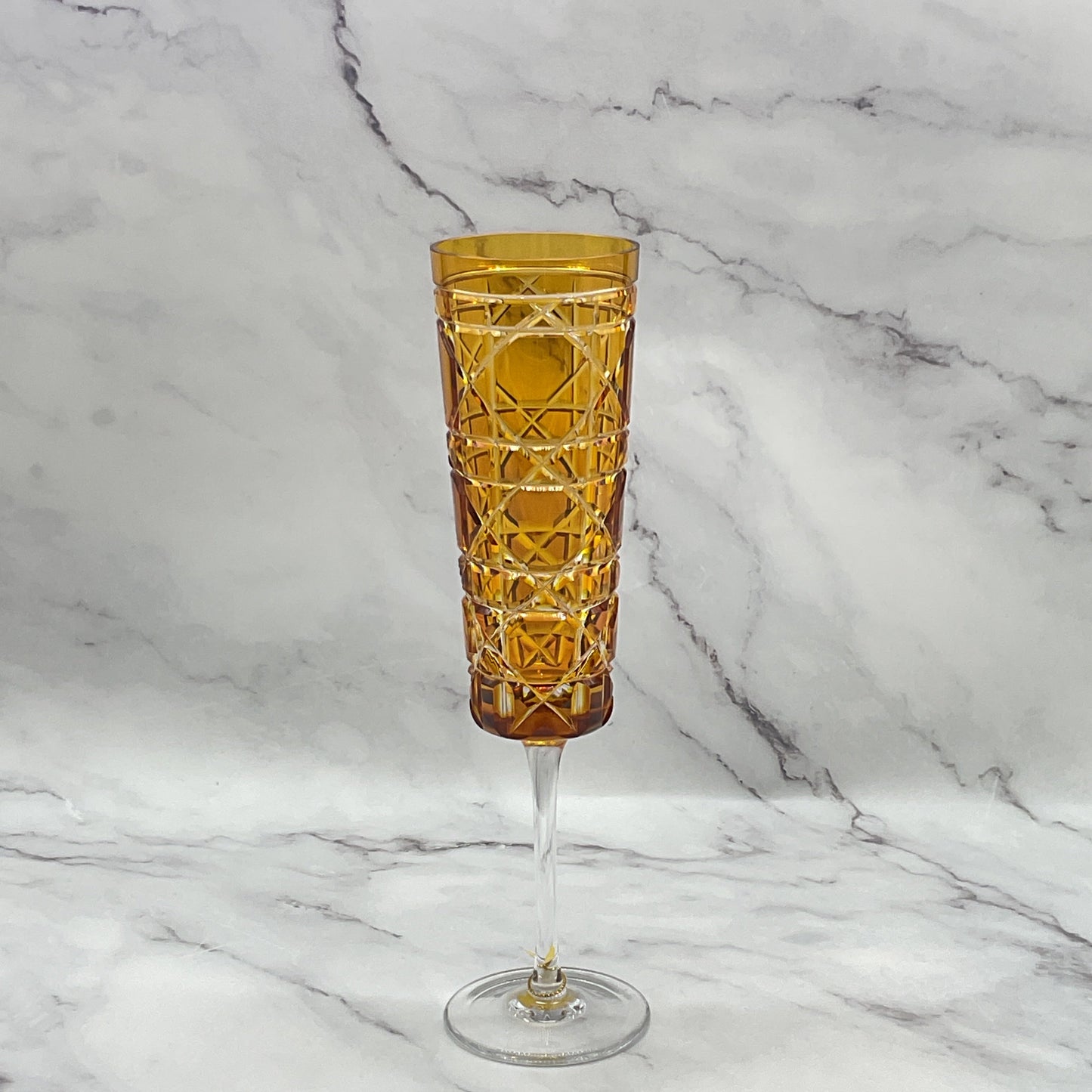 House of Braganza Engraved Royal Crystal Champagne Glass - Ambar
