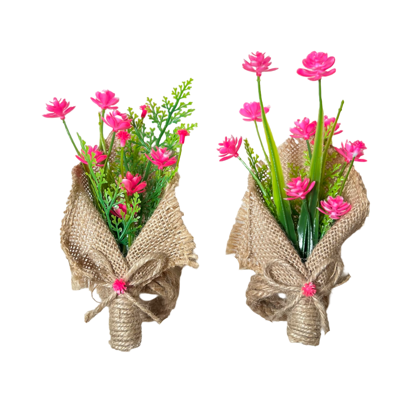 Neon Pink Flower Jute Bouquet Napkin Ring