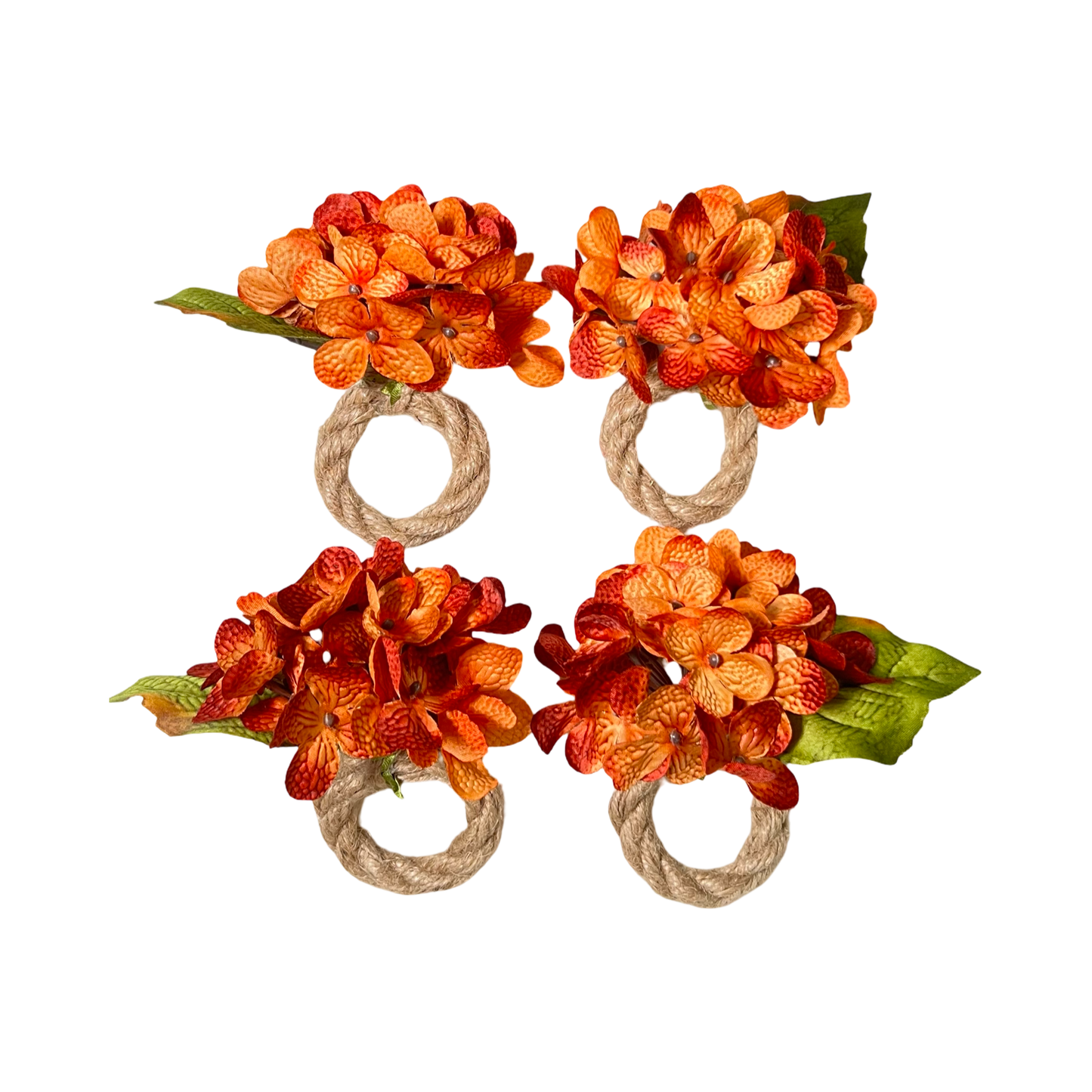 Orange Hydrangea Napkin Ring