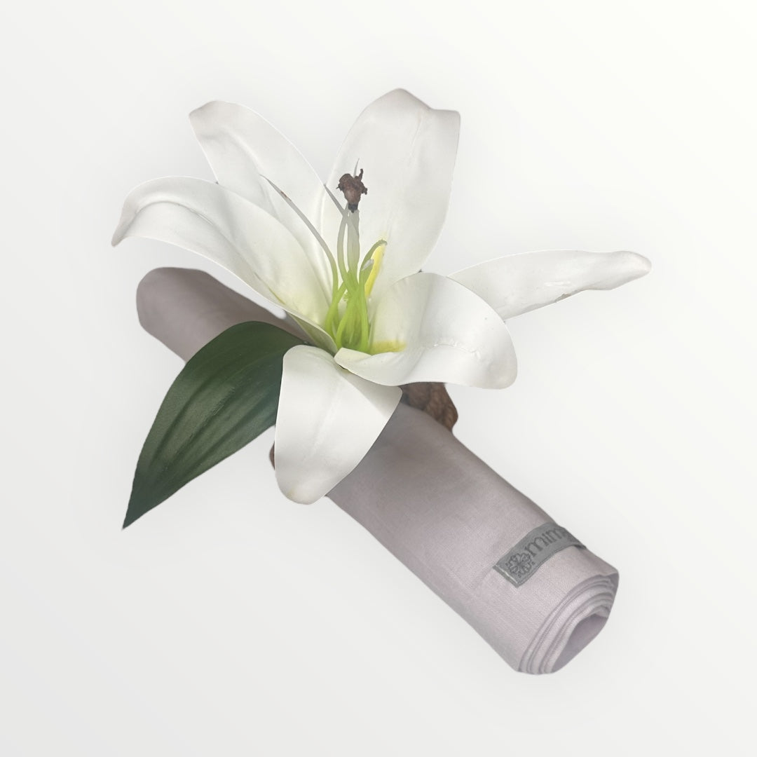 White Lily flower Napkin Ring