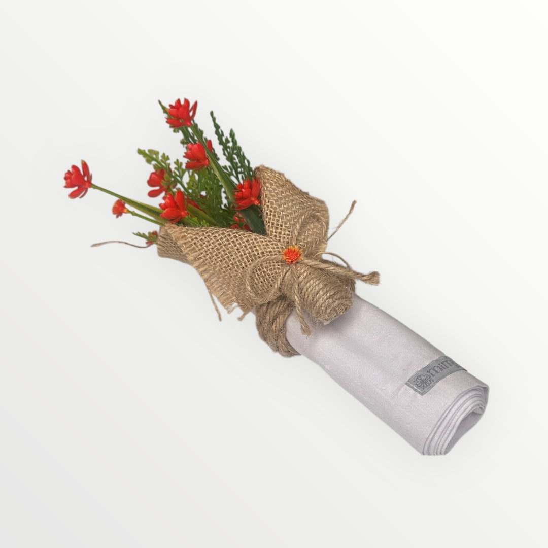 Orange Flower Jute Bouquet Napkin Ring