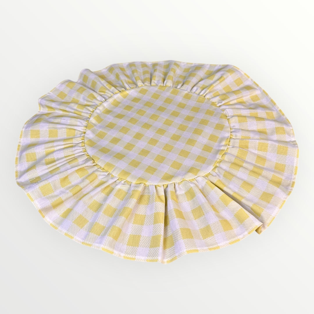 Yellow Plaid Round Ruffle Placemat