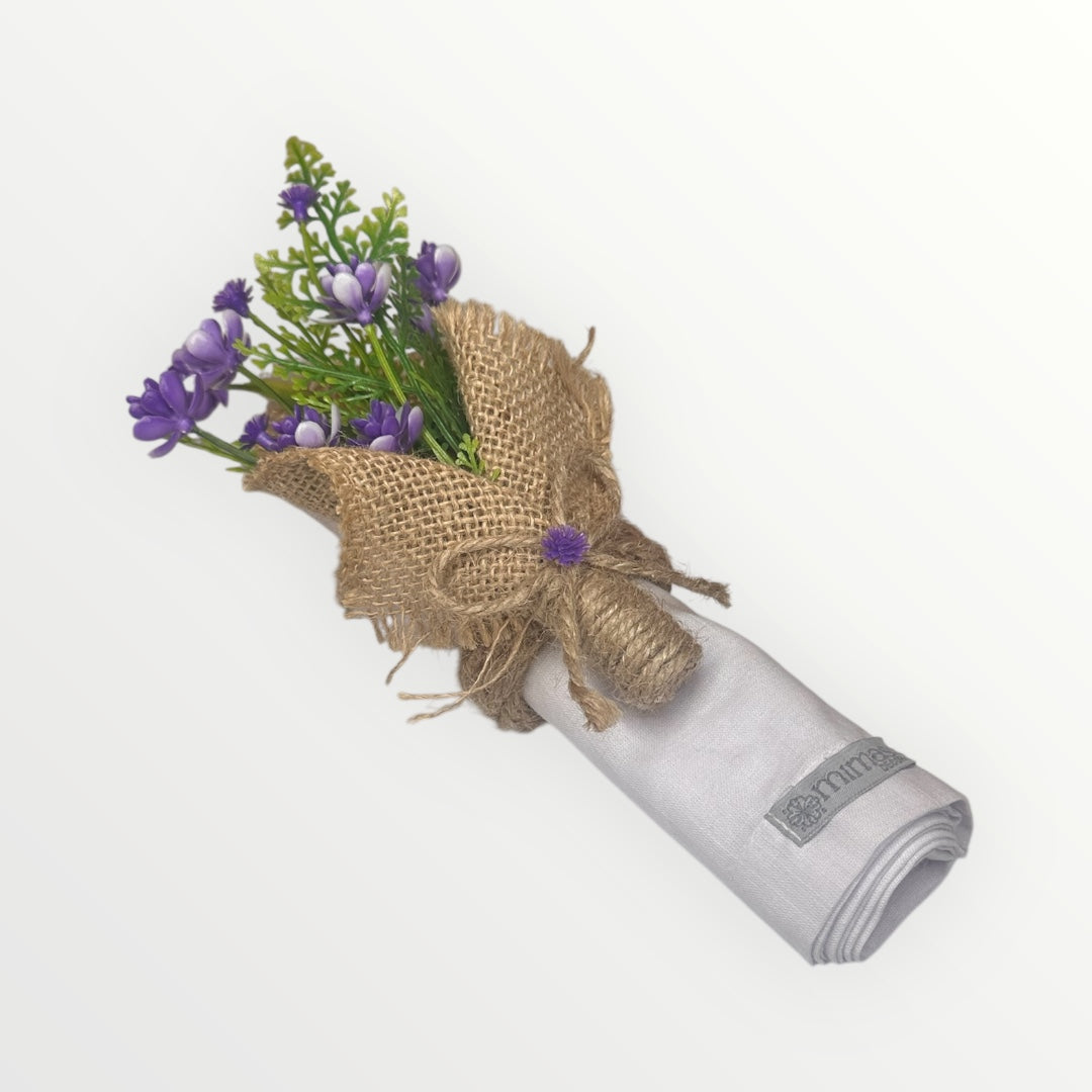 Purple Flower Jute Bouquet Napkin Ring