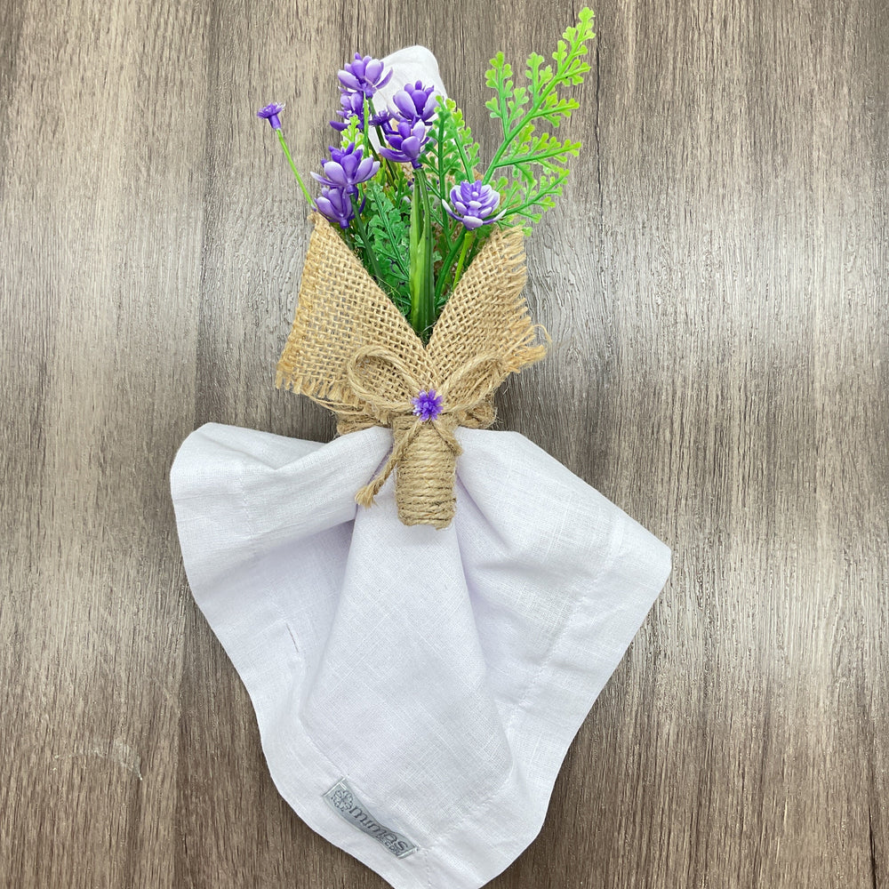 Purple Flower Jute Bouquet Napkin Ring