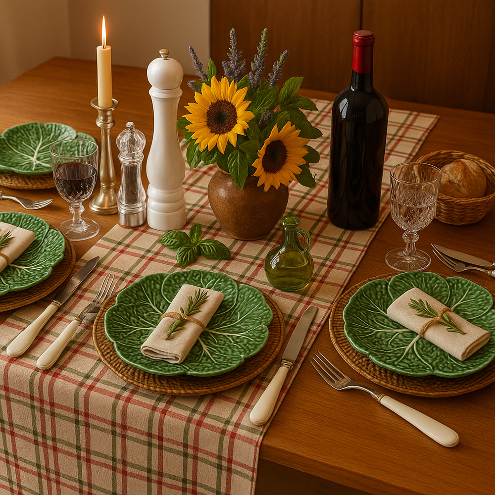 Red/Green Beige Plaid Table Runner