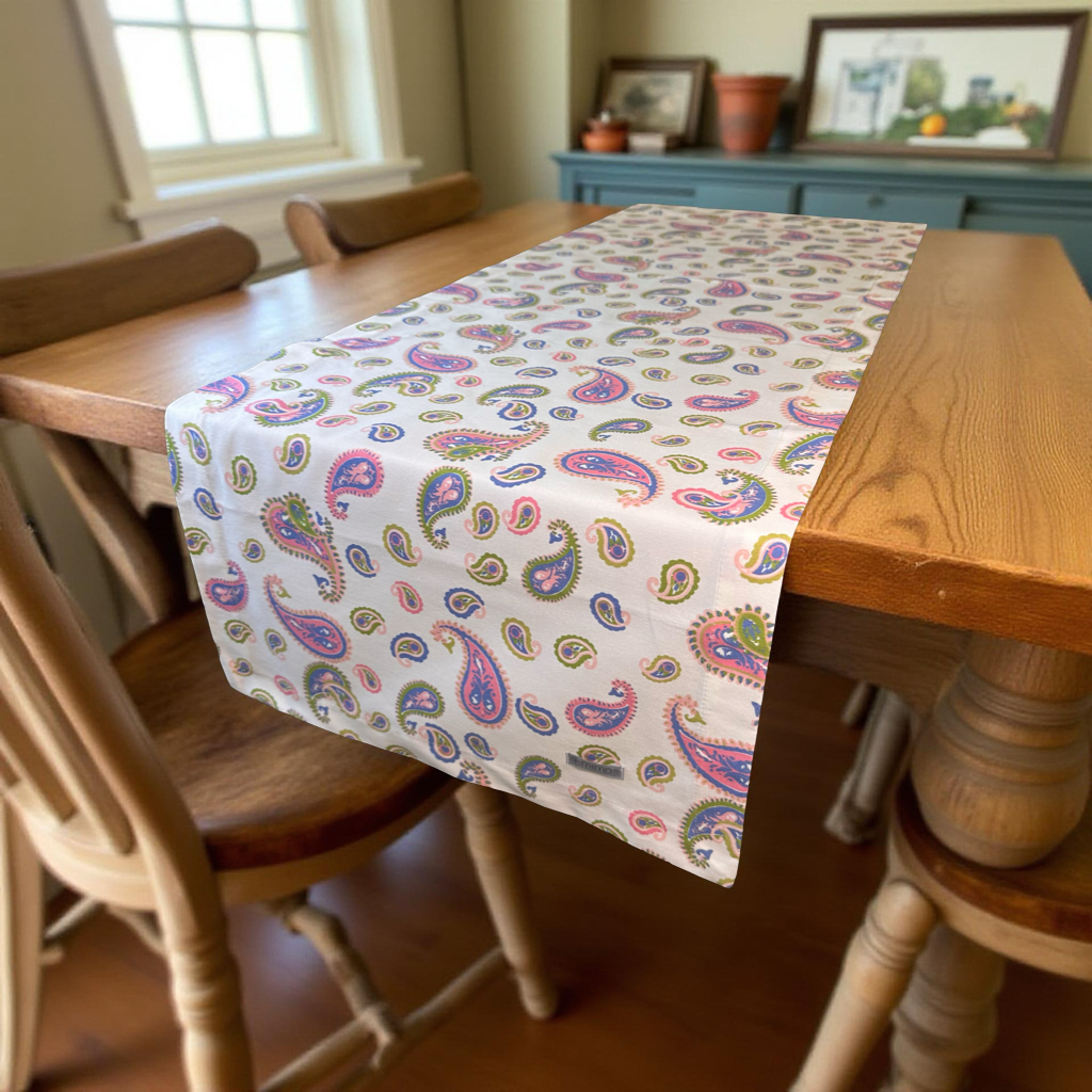 Pink, Green and Blue Paisley - Table Runner