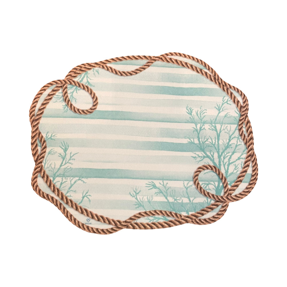 Decorative placemat with rope design.