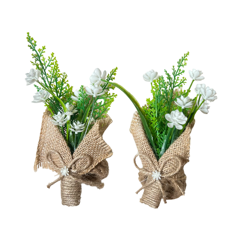 White Flower Jute Bouquet Napkin Ring