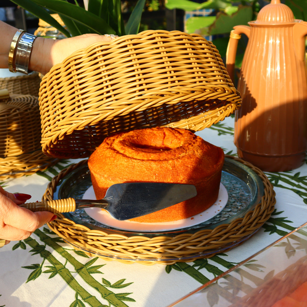 Wicker Cake Dome - Sand Beige