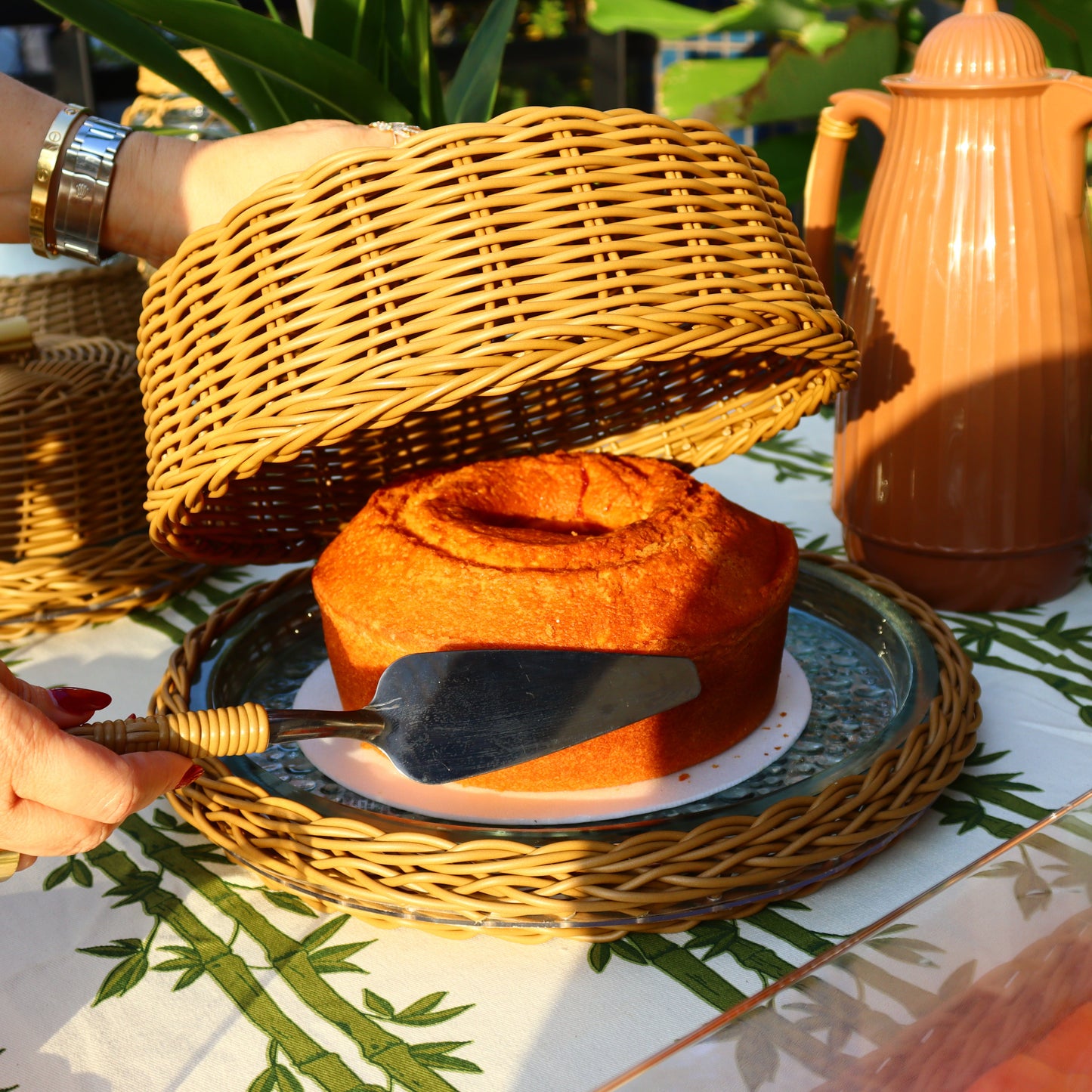 Wicker Cake Dome - Sand Beige