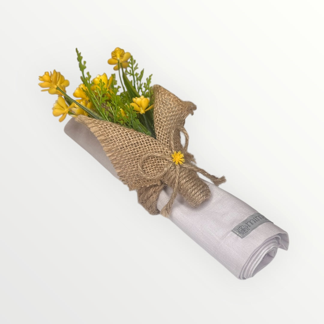 Yellow Flower Jute Bouquet Napkin Ring
