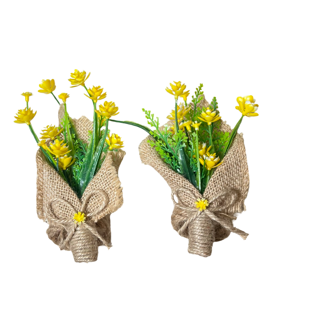 Yellow Flower Jute Bouquet Napkin Ring