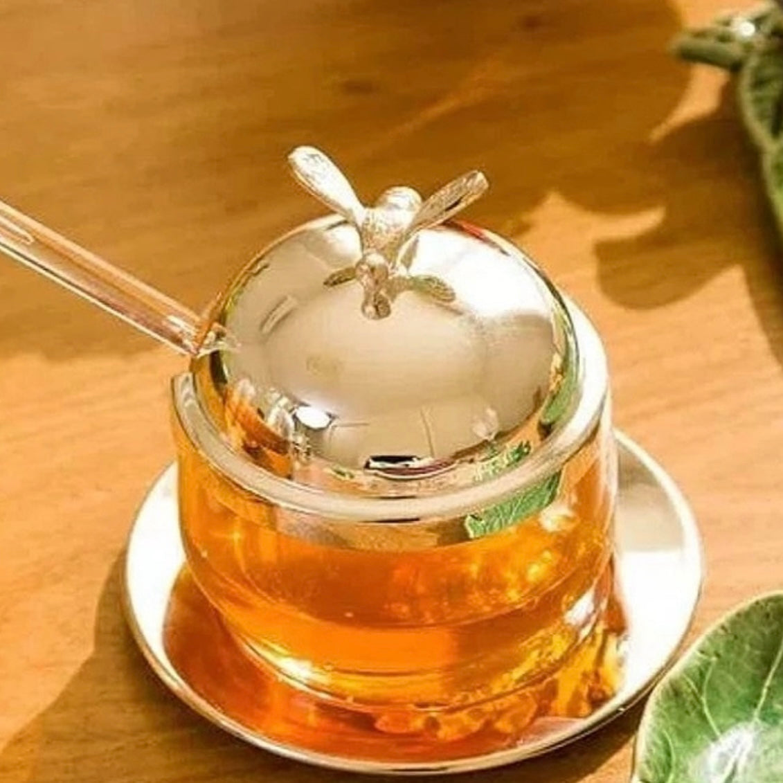 Sheffield Plate Honey Pot with Dipper