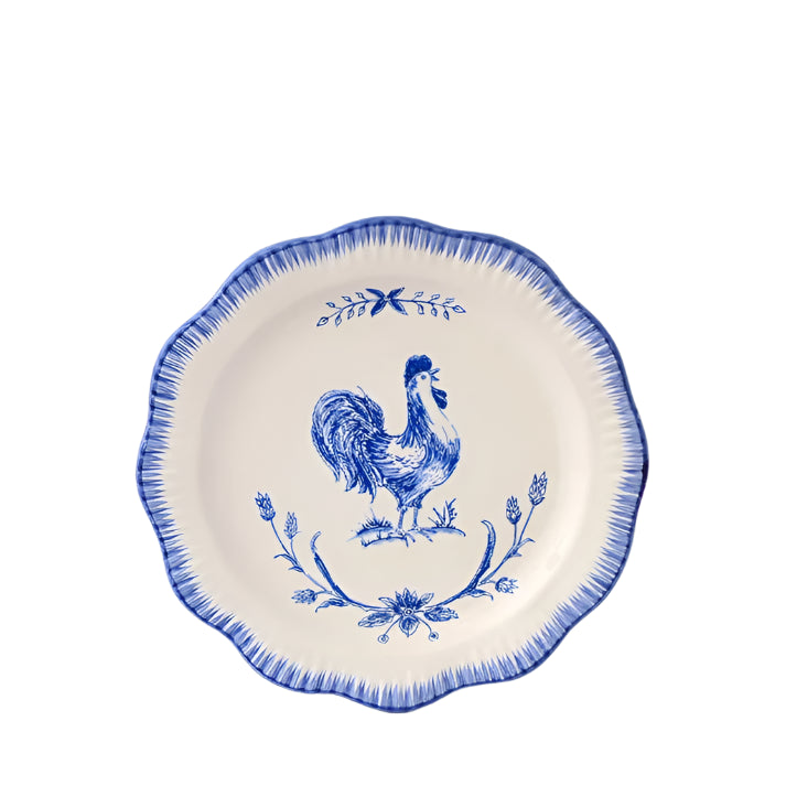 Luiz Salvador Blue Rooster Dessert Plate